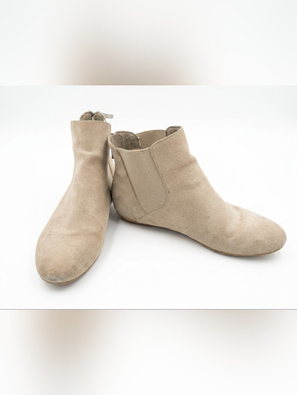 Chinese Laundry Suede Ankle Boots w/ Back Zippers & Elastic Sides